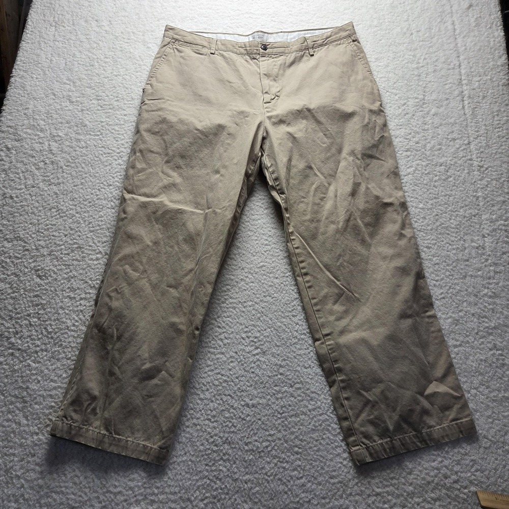 Dockers Pants Mens 39x26 Beige Washed Khaki Flat Front Chino Cotton Casual
